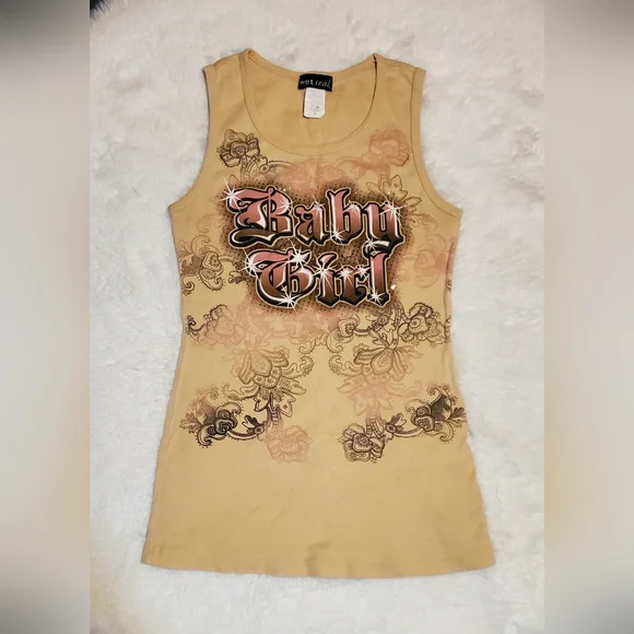 Y2k Wet Seal Tank Top Size S Baby Girl Rhinestones - Picture 1 of 3